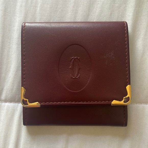 Cartier coin pouch. Wine color. - Picture 1 of 3